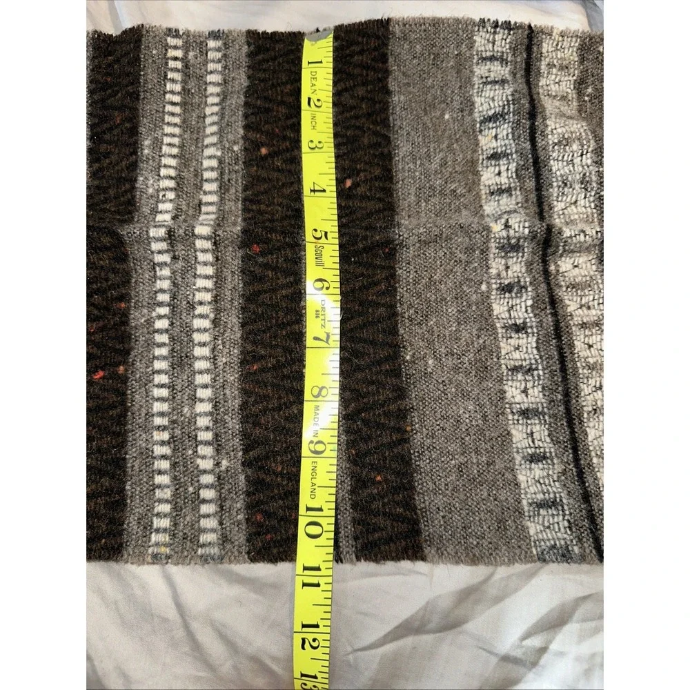 Pierre Cardin Wool Blend Scarf Fringe Gray Black Brown White Stripes‎ Pattern